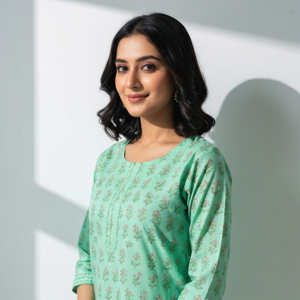 Mint Green Embroidered Kurti