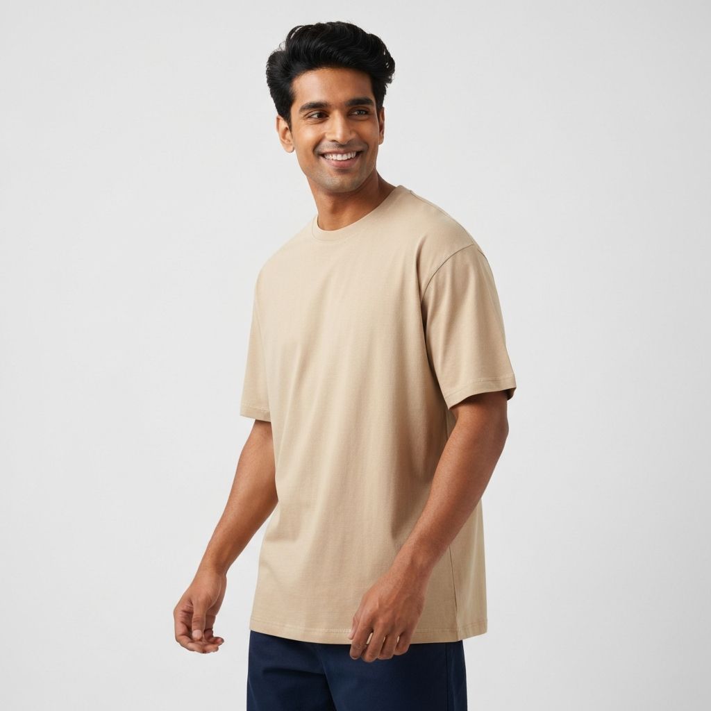 Plain Beige Cotton Tee